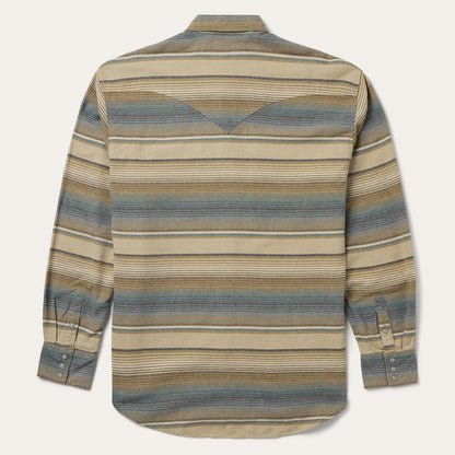 Blue Stripe Flannel Western Shirt Blue Men Stetson Flannel Shirts