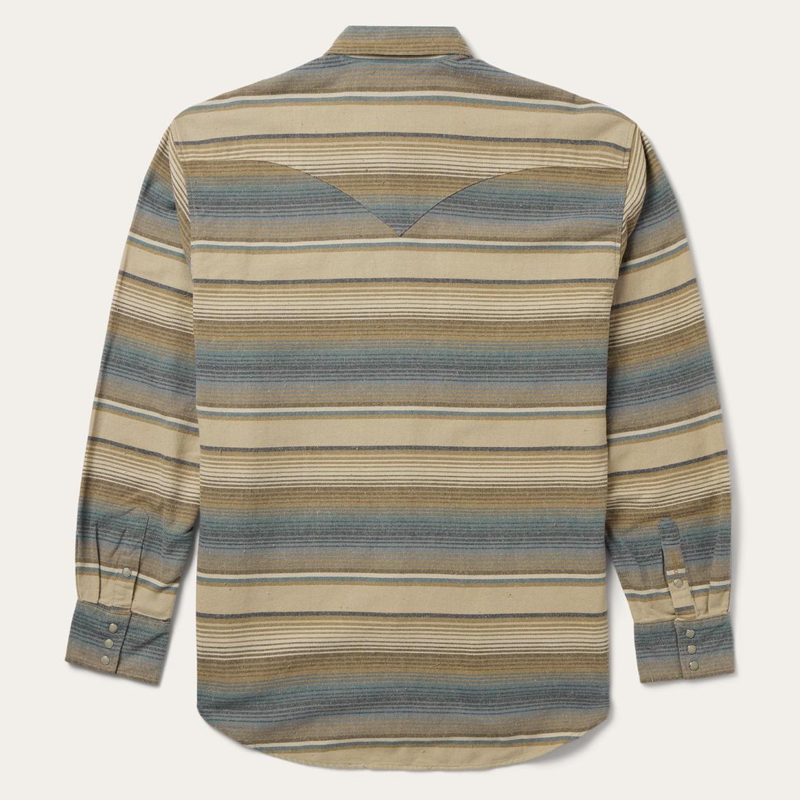 Blue Stripe Flannel Western Shirt Blue Men Stetson Western Shirts