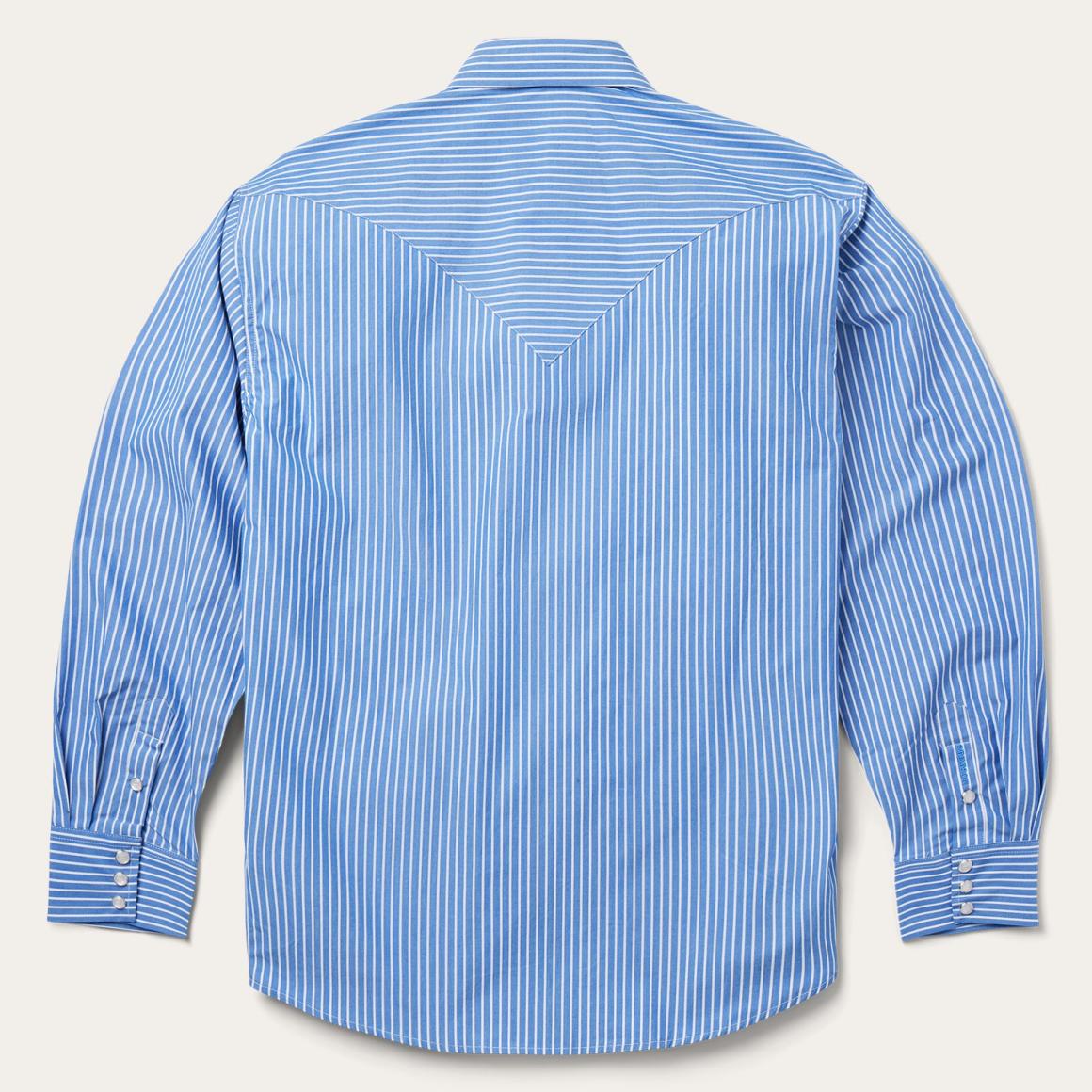 Blue Western Stripe Shirt Blue Men Stetson Classic Cut