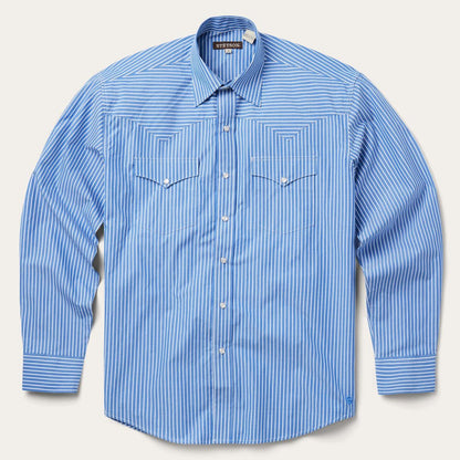Blue Western Stripe Shirt Blue Men Stetson Western Shirts