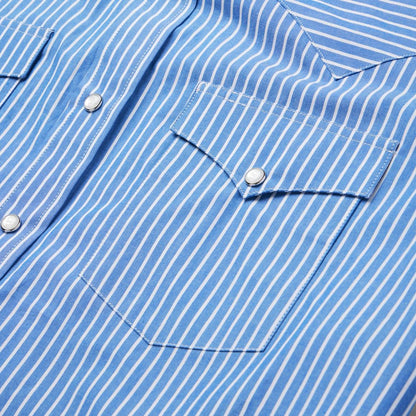 Blue Western Stripe Shirt Blue Men Stetson Western Shirts