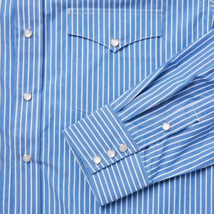 Blue Western Stripe Shirt Blue Men Stetson Western Shirts