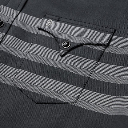 Border Stripe Twill Western Shirt Black Men Stetson Western Shirts