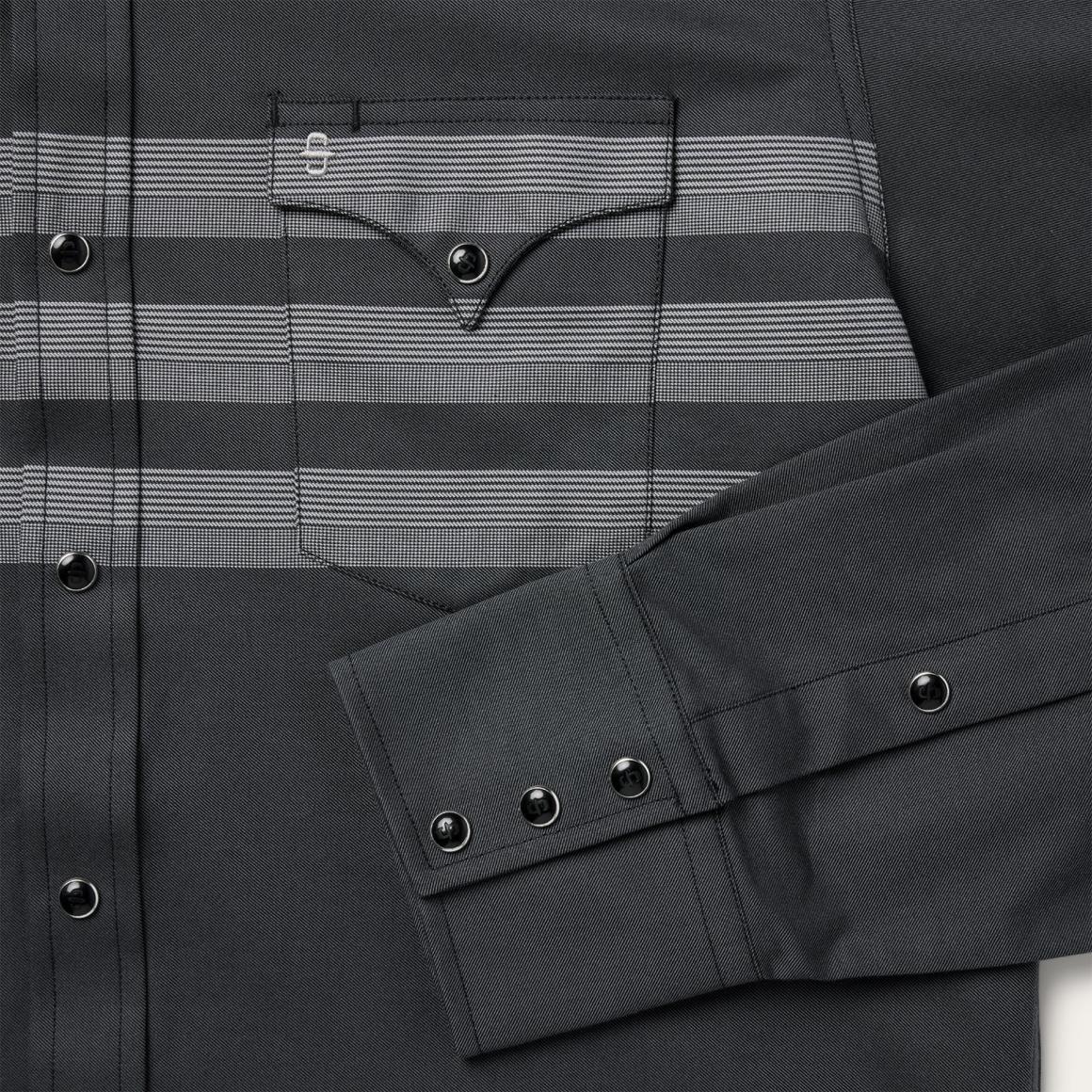 Border Stripe Twill Western Shirt Black Men Stetson Western Shirts