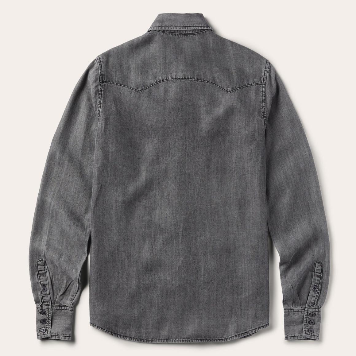 Boyfriend Fit Denim Shirt Washed Black Women Stetson Denim Shirts
