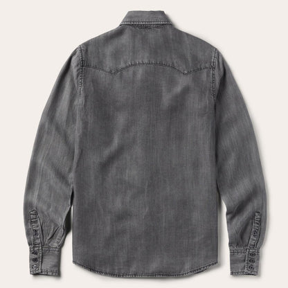 Boyfriend Fit Denim Shirt Washed Black Women Stetson Denim Shirts