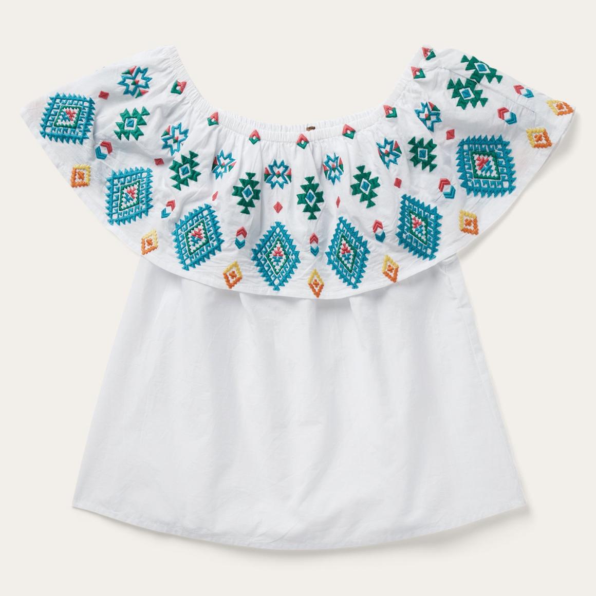 Bright Schiffli Embroidered White Cotton Lawn Blouse White Women Stetson Blouses