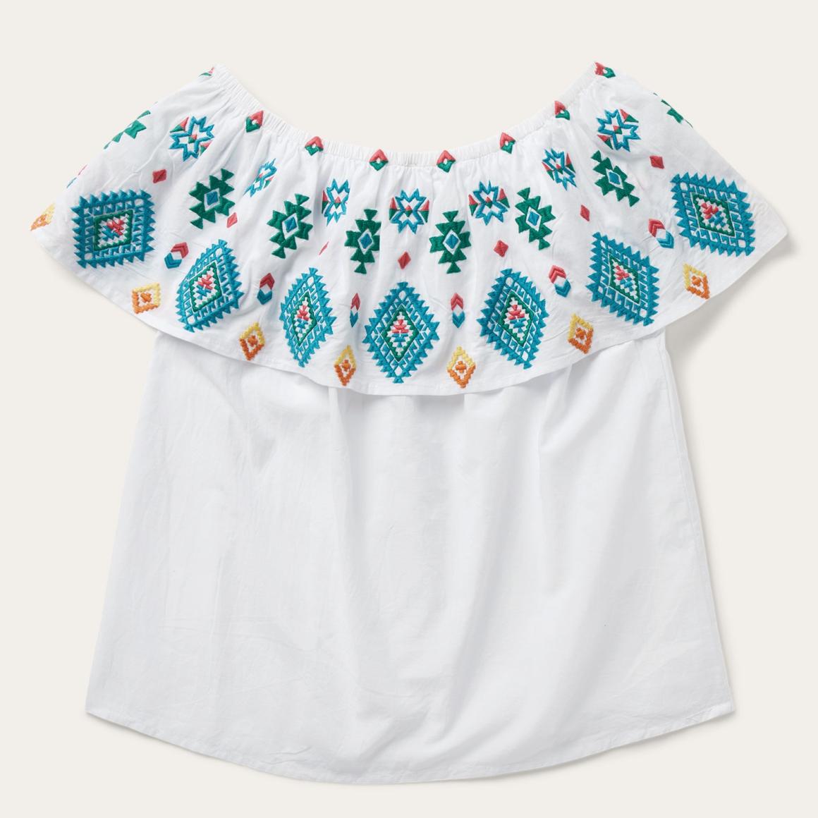 Bright Schiffli Embroidered White Cotton Lawn Blouse White Women Stetson Blouses