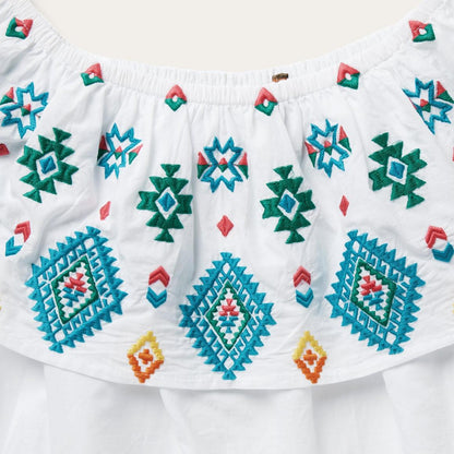 Bright Schiffli Embroidered White Cotton Lawn Blouse White Women Stetson Blouses