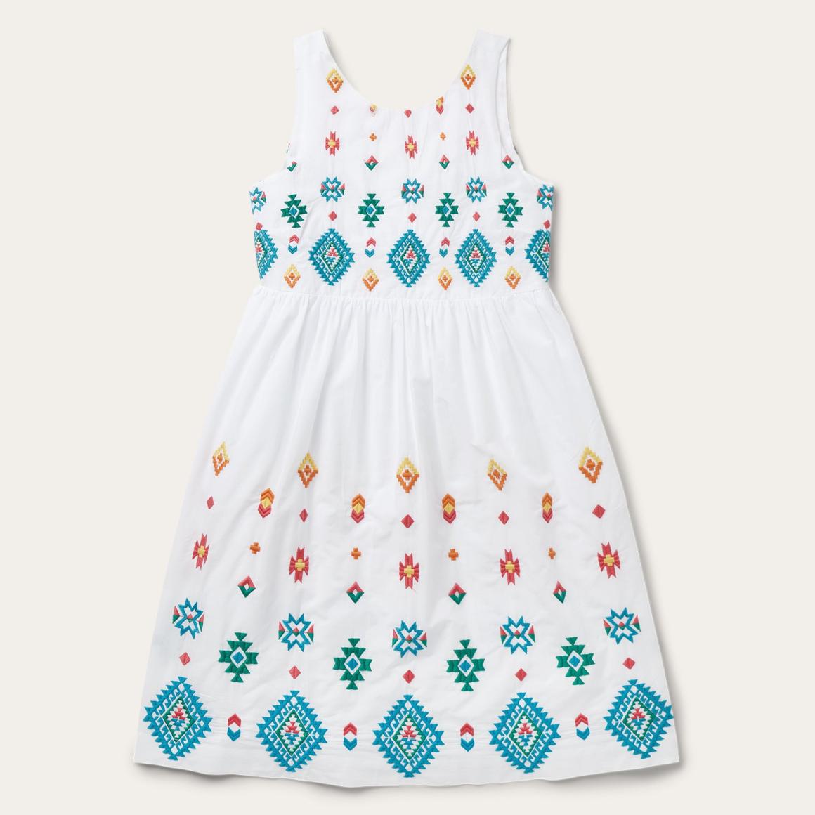 Bright Schiffli Embroidered White Cotton Lawn Dress White Women Stetson Midi