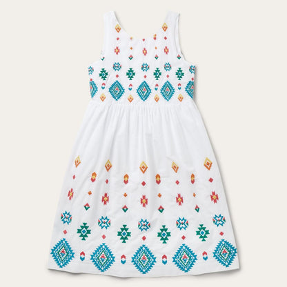 Bright Schiffli Embroidered White Cotton Lawn Dress White Women Stetson Midi