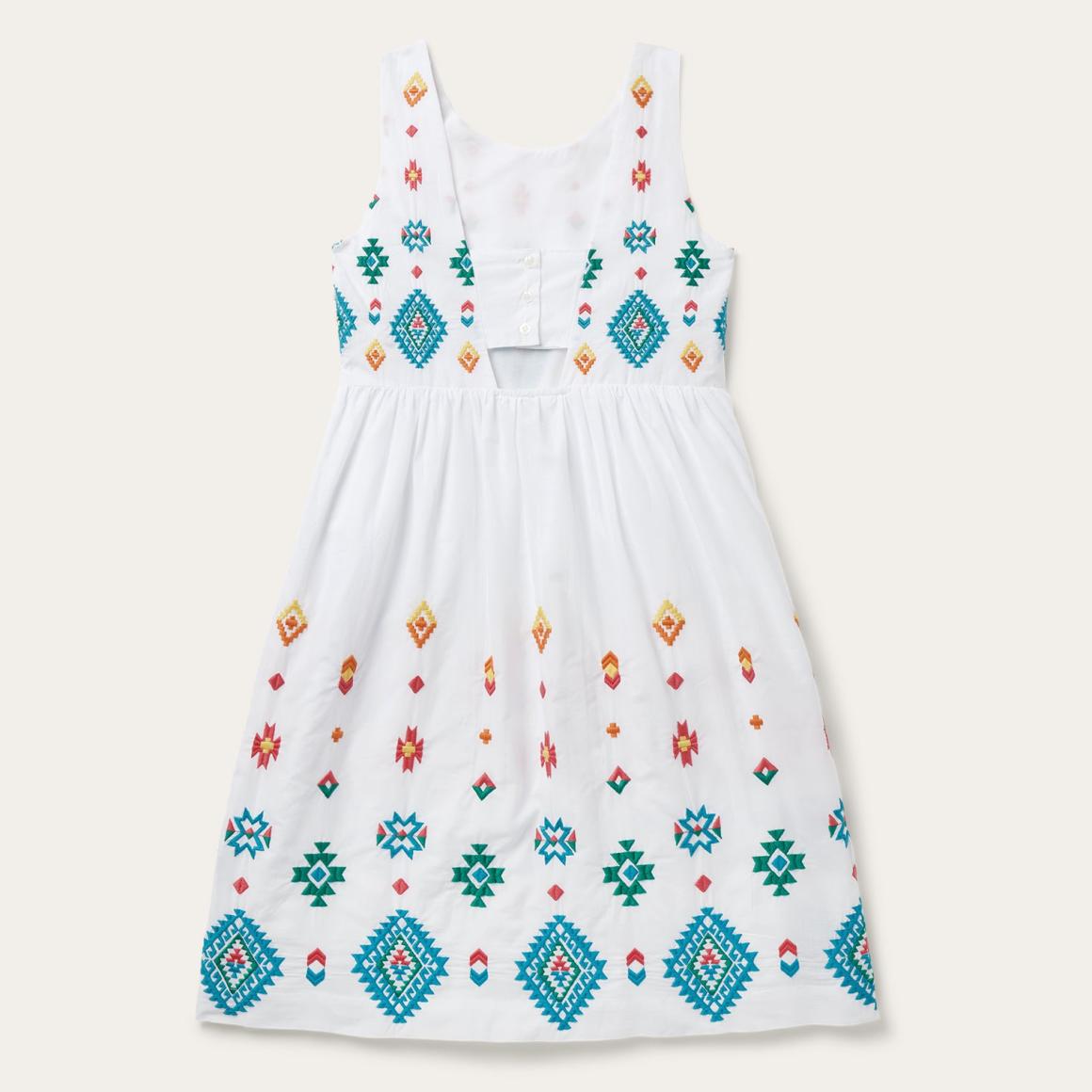 Bright Schiffli Embroidered White Cotton Lawn Dress White Women Stetson Midi