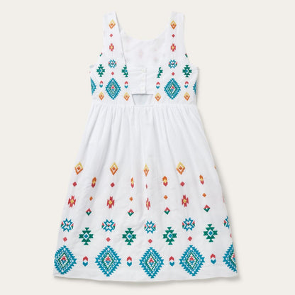 Bright Schiffli Embroidered White Cotton Lawn Dress White Women Stetson Midi