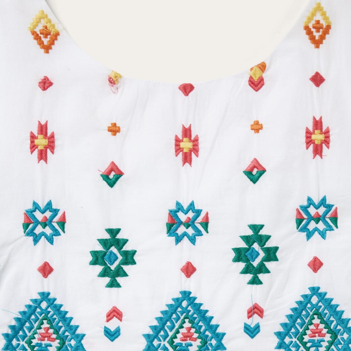 Bright Schiffli Embroidered White Cotton Lawn Dress White Women Stetson Midi