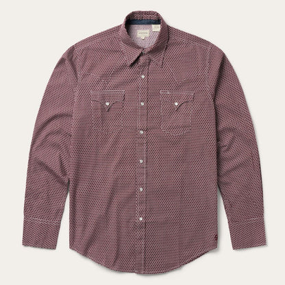 Broken Diamond Print Western Shirt Red Men Stetson Western Shirts