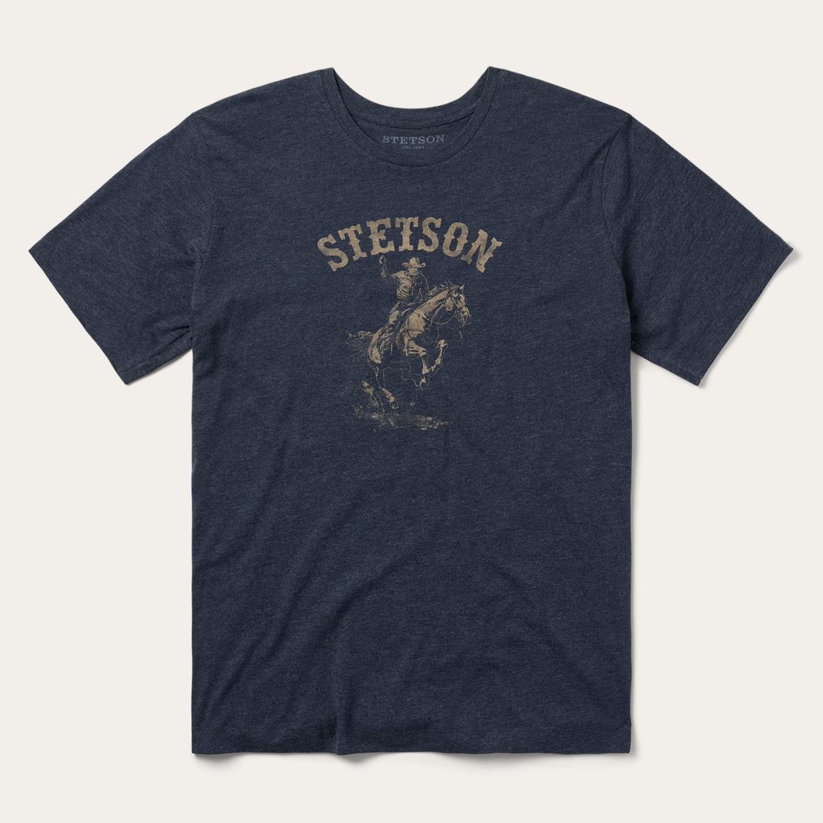 Bronco Rider Graphic Tee Blue Men Stetson Tees