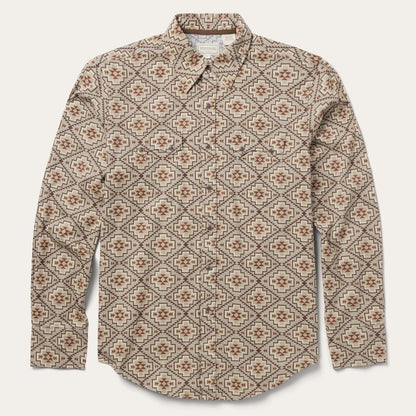 Brown Aztec Poplin Western Shirt Brown Men Stetson Modern Cut