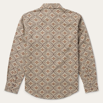 Brown Aztec Poplin Western Shirt Brown Men Stetson Modern Cut
