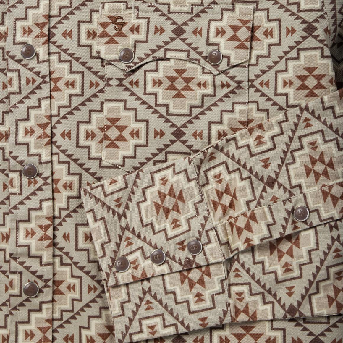 Brown Aztec Poplin Western Shirt Brown Men Stetson Modern Cut