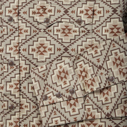 Brown Aztec Poplin Western Shirt Brown Men Stetson Western Shirts
