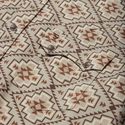 Brown Aztec Poplin Western Shirt Brown Men Stetson Western Shirts