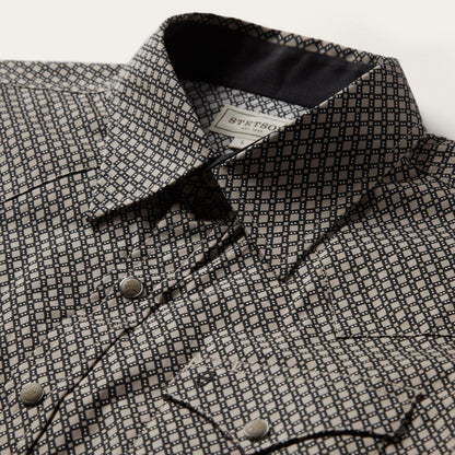 Brown Diamond Print Western Shirt Brown Men Stetson Modern Cut
