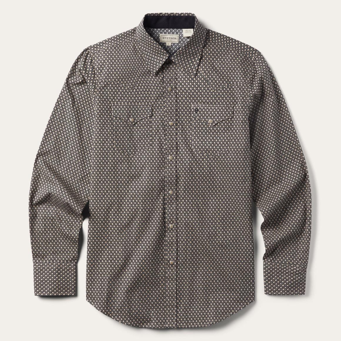 Brown Diamond Print Western Shirt Brown Men Stetson Western Shirts