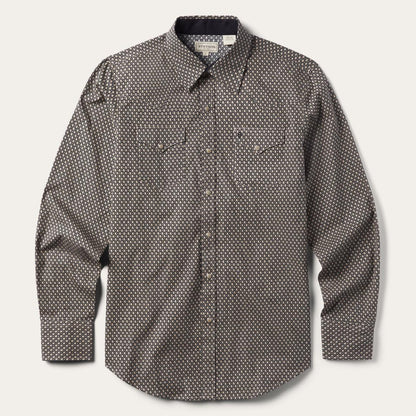 Brown Diamond Print Western Shirt Brown Men Stetson Western Shirts