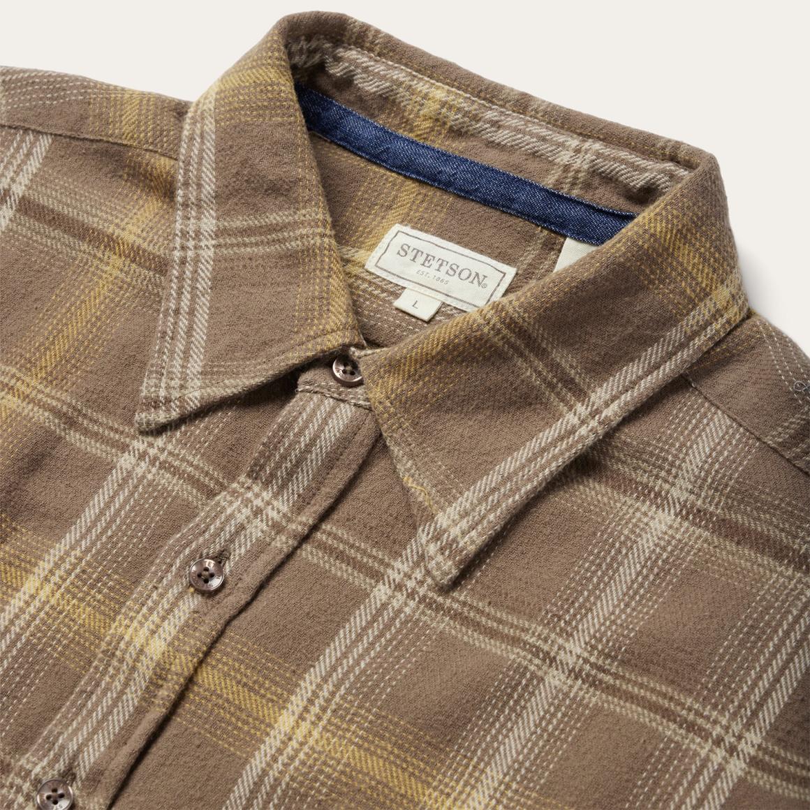 Brown Flannel Button-Front Shirt Brown Men Stetson Modern Cut