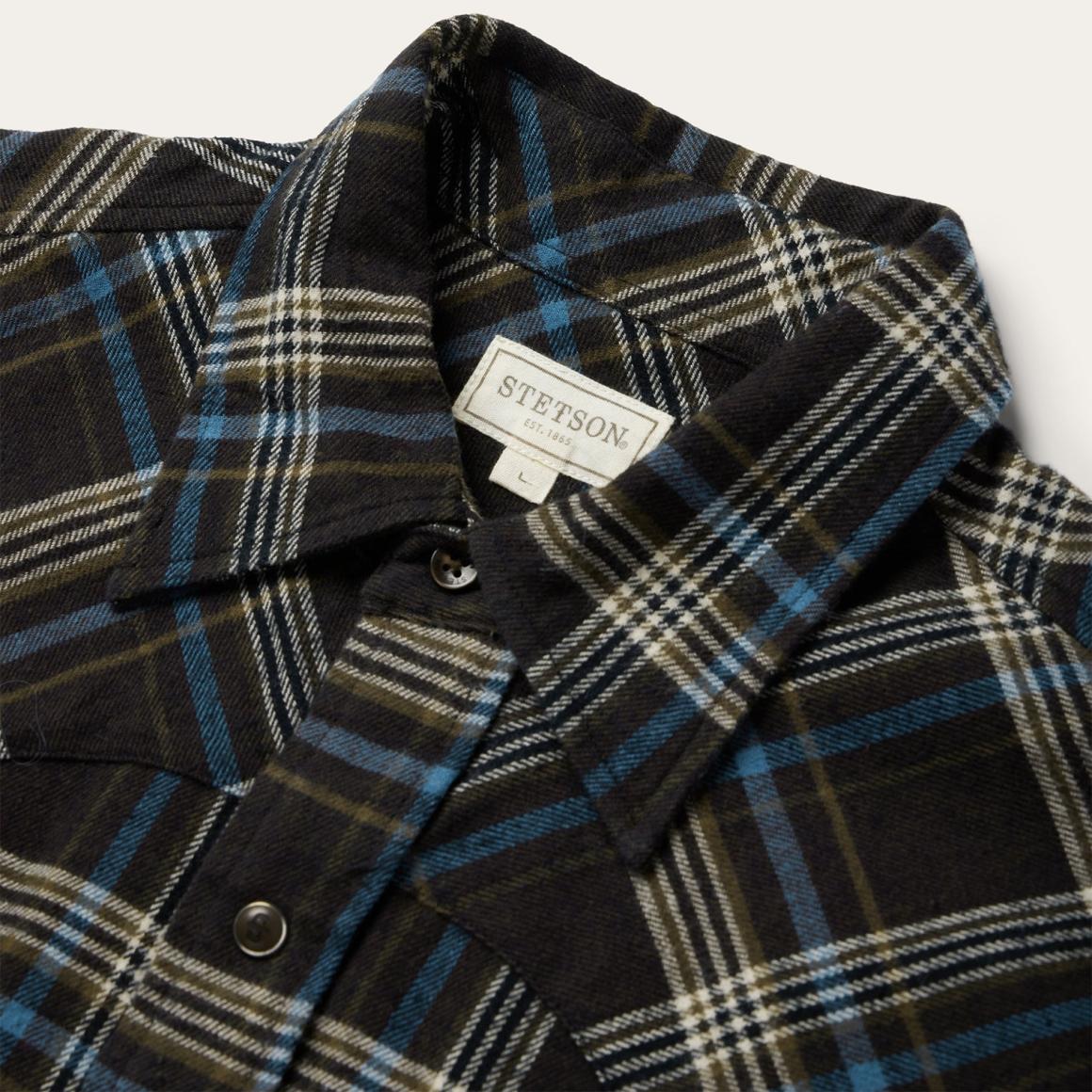 Brown Plaid Flannel Western Shirt Brown Men Stetson Western Shirts
