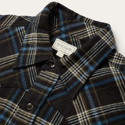 Brown Plaid Flannel Western Shirt Brown Men Stetson Western Shirts