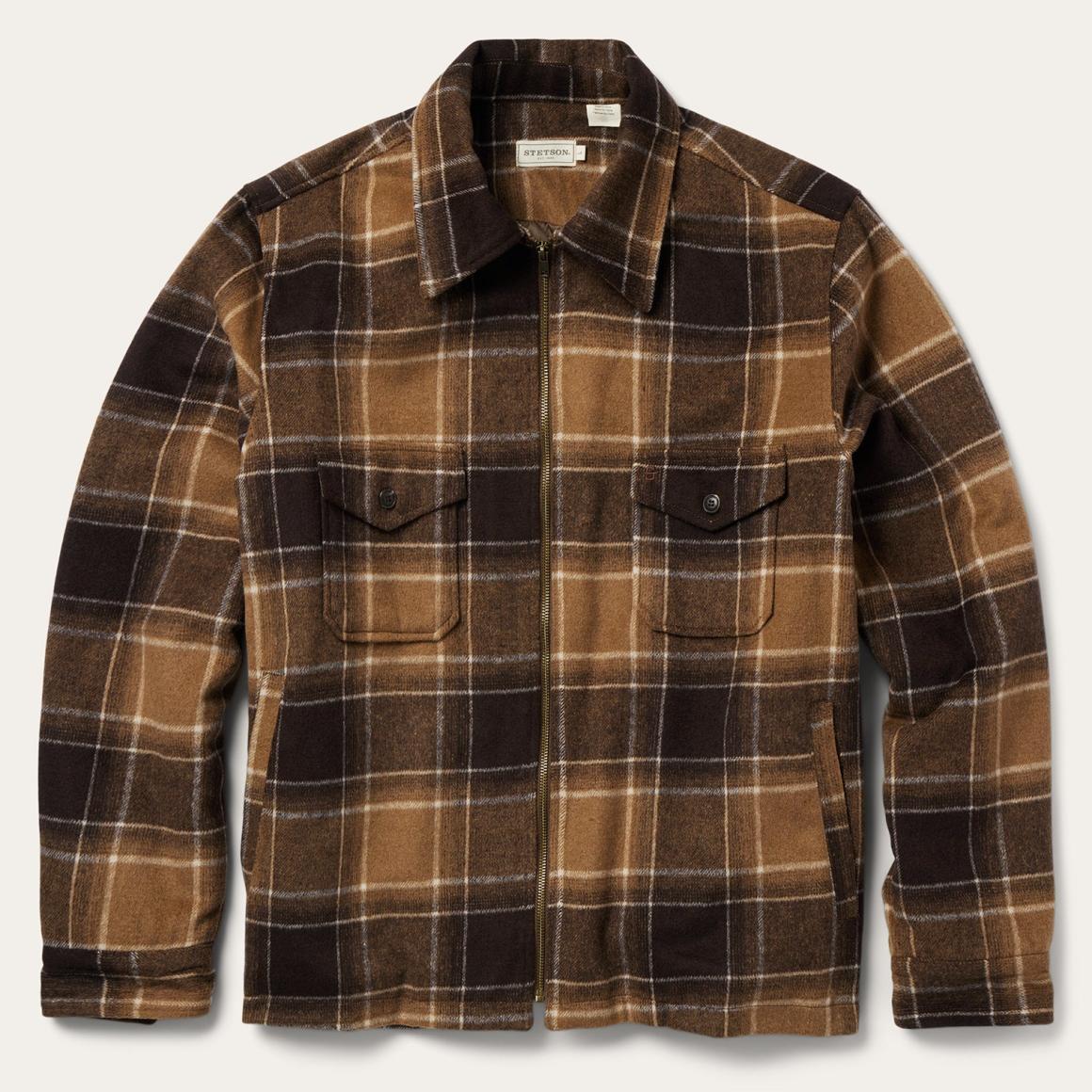 Brown Plaid Western Coat Brown Men Stetson Flannel Shirts