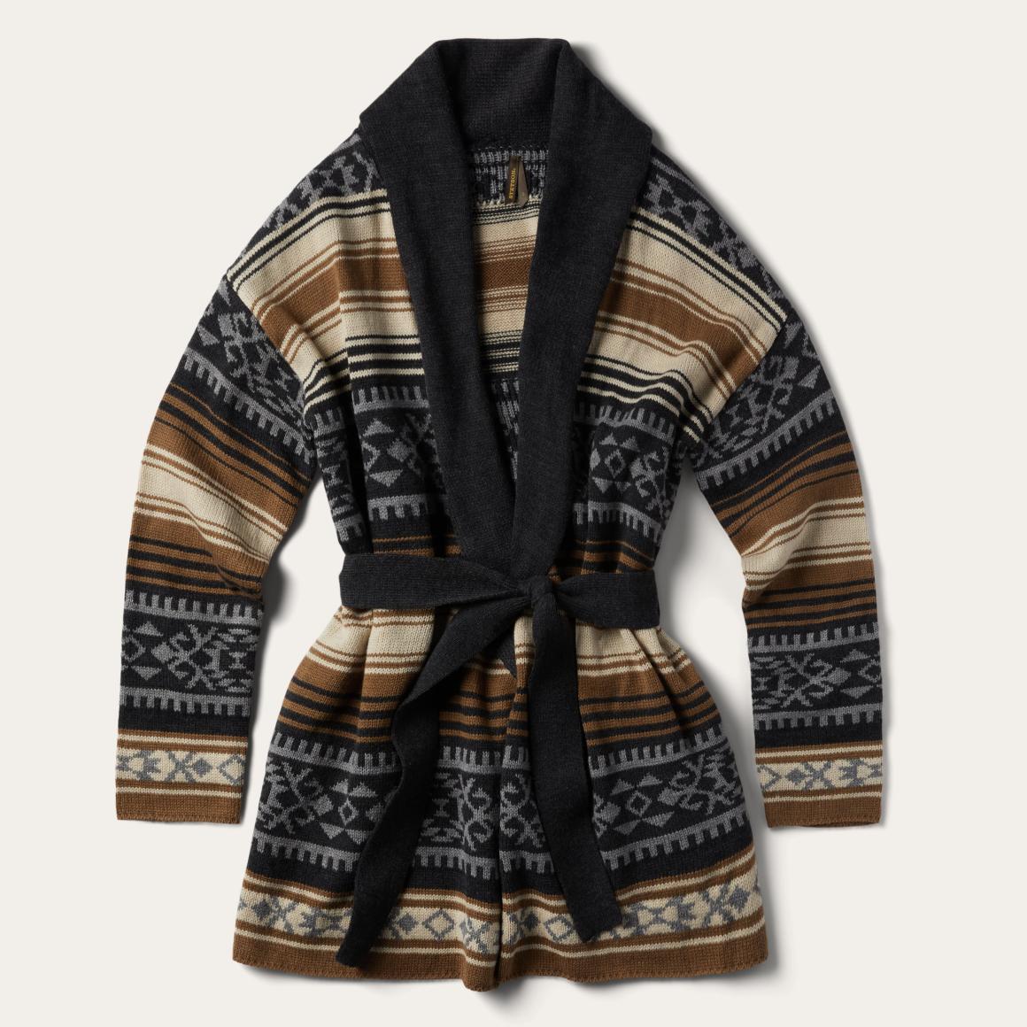 Brown Serape Belted Cardigan Brown Women Stetson Sweaters