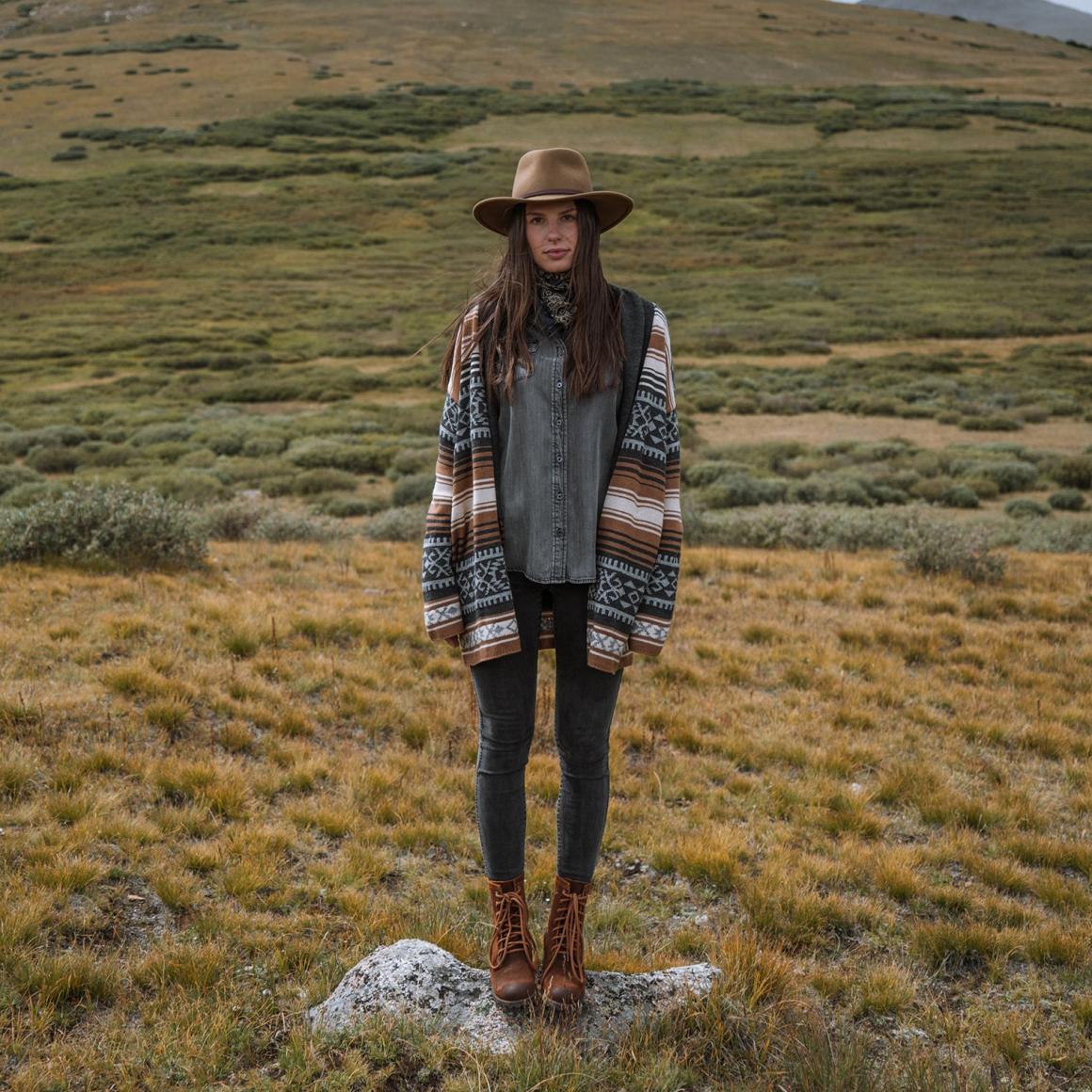 Brown Serape Belted Cardigan Brown Women Stetson Sweaters