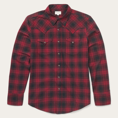 Brushed Twill Plaid Shirt Black Men Stetson Flannel Shirts