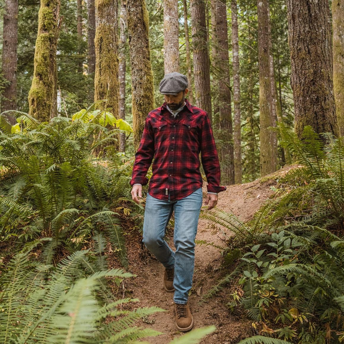 Brushed Twill Plaid Shirt Black Men Stetson Flannel Shirts