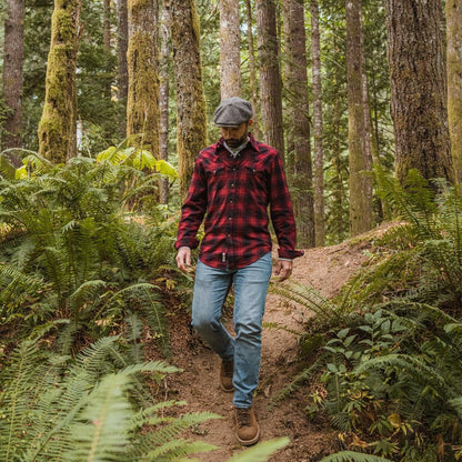 Brushed Twill Plaid Shirt Black Men Stetson Flannel Shirts