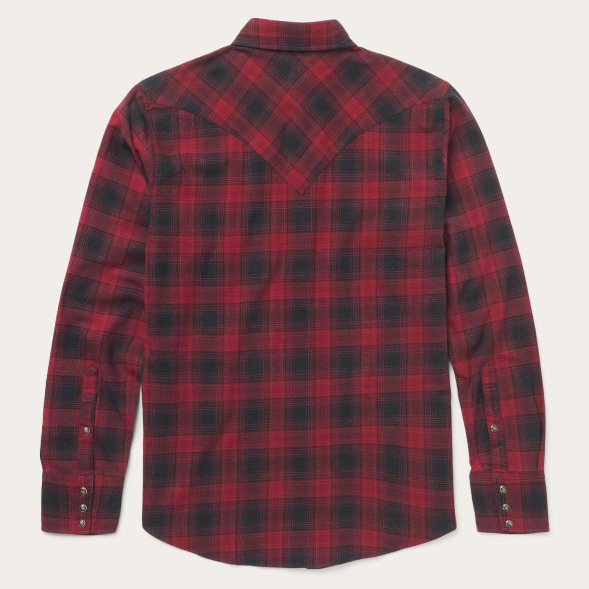 Brushed Twill Plaid Shirt Black Men Stetson Modern Cut