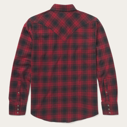 Brushed Twill Plaid Shirt Black Men Stetson Modern Cut
