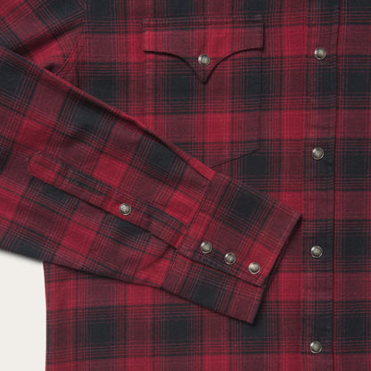 Brushed Twill Plaid Shirt Black Men Stetson Modern Cut