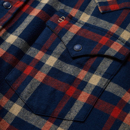 Brushed Twill Plaid Shirt Blue Men Stetson Classic Cut