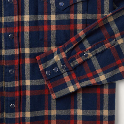 Brushed Twill Plaid Shirt Blue Men Stetson Classic Cut