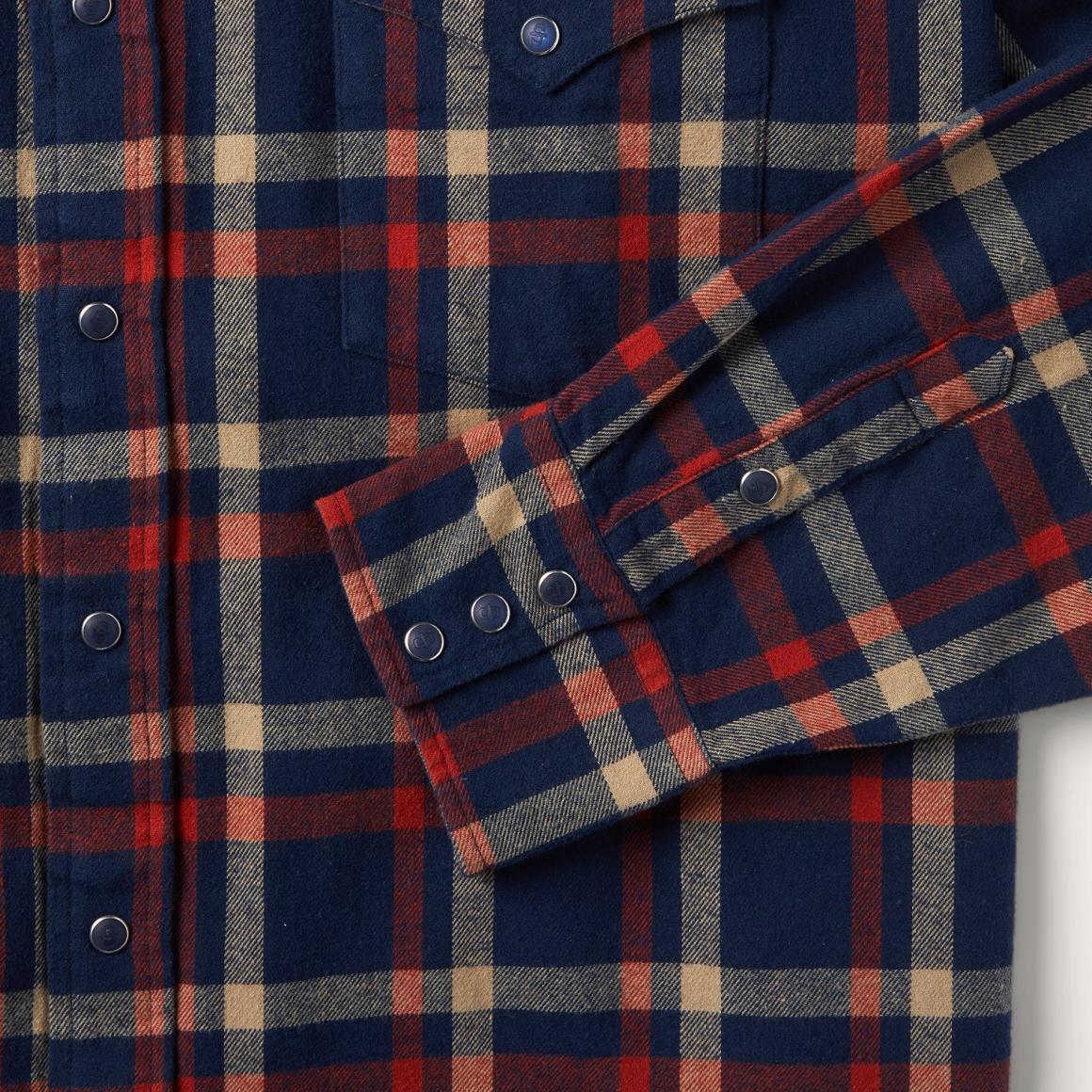 Brushed Twill Plaid Shirt Blue Men Stetson Flannel Shirts