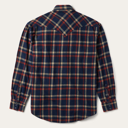 Brushed Twill Plaid Shirt Blue Men Stetson Western Shirts