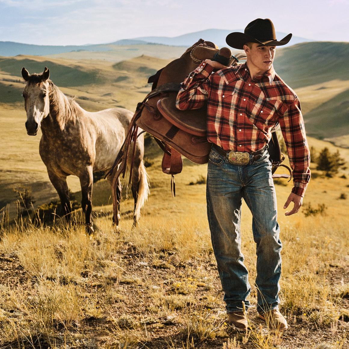 Brushed Twill Plaid Shirt Orange Men Stetson Flannel Shirts