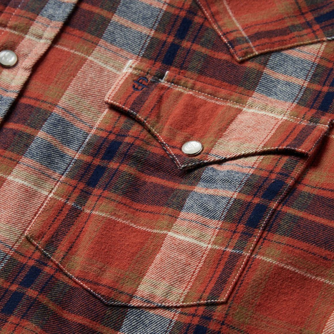 Brushed Twill Plaid Shirt Orange Men Stetson Western Shirts