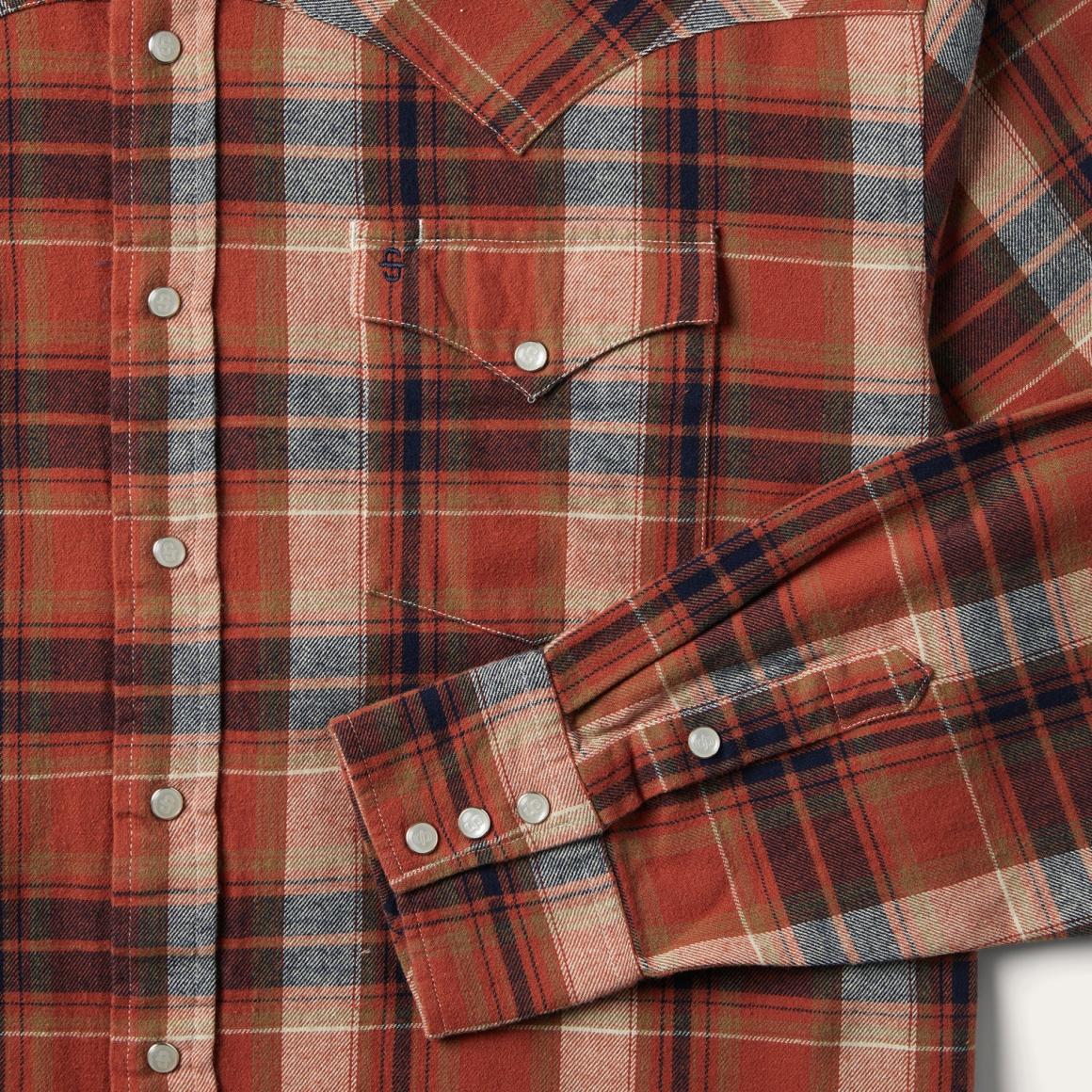 Brushed Twill Plaid Shirt Orange Men Stetson Western Shirts