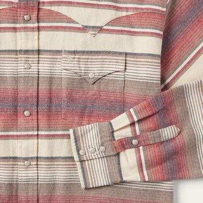 Brushed Twill Striped Shirt Red Men Stetson Classic Cut