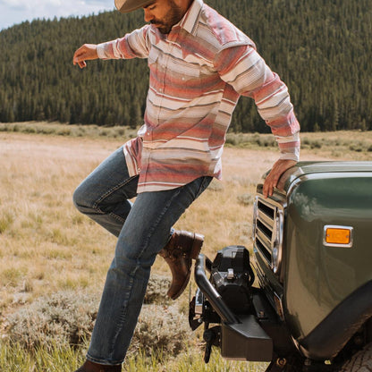 Brushed Twill Striped Shirt Red Men Stetson Western Shirts