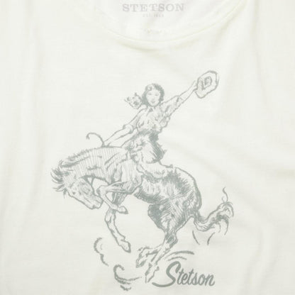 Bucking Cowgirl Graphic Tee White Women Stetson Tees